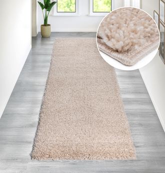 My Home Läufer »Viva« rechteckig 45 mm Höhe Läufer, Brücke, Uni-Farben, einfarbig, besonders weich und kuschelig