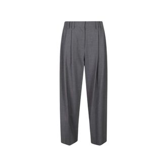 Brunello Cucinelli Tropical Luxe Wolle Broek - Dames - Broeken - Grijs - Maat: M Wol