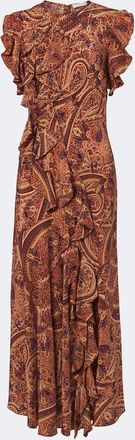 Ulla Johnson Abito midi Ameline in cr&ecirc;pe de chine di seta