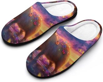 Generic Cute Capybara Butterfly Sunset Mens Slippers Memory Foam Winter Warm Sandals Slip On House Shoes Size 7-14