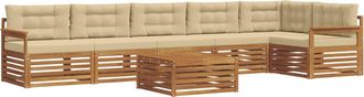 vidaXL Conjunto De Sof&aacute;s De Exterior 7 Uds. Natural Y Beige Vidaxl