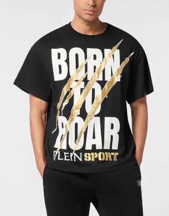 Plein Sport Round Neck T-Shirt Scratch Scratch Men in Black/lightgold at Nordstrom, Size X-Large Eu