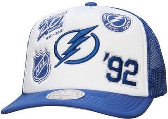 Mitchell & Ness Mens Mitchell & Ness White/Blue Tampa Bay Lightning Gridlock Trucker Adjustable Hat at Nordstrom