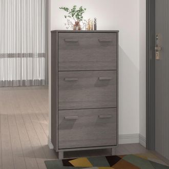 vidaXL Zapatero Hamar Madera Maciza Pino Gris Claro 59,5x35x117 Cm Vidaxl