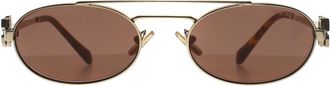 Miu Miu Oval Womens Pale Gold Brown Silver MU 54ZS Metal - One Size