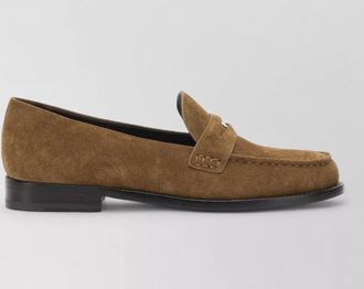 Tory Burch suede penny strap loafers round toe