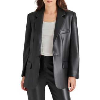 Steve Madden Imaan Faux Leather Blazer in Black at Nordstrom, Size X-Small