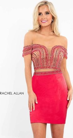 Rachel Allan Sequin Embellished Short Dress In Red