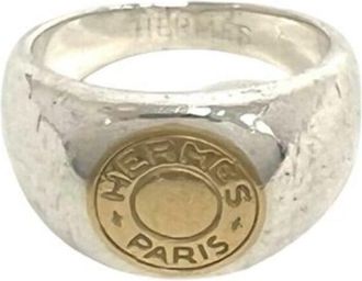 Herm&egrave;s Gold Silver Yellow Gold (18K) Silver 925 Band Ring (Pre-Owned)