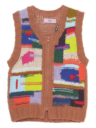 Martine Rose zip-up vest - men - Cotton/Nylon/Mohair/Acrylic - S - Brown