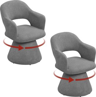 Woltu Woltu 2 Taburetes/sillones De Bar Giratorios 360&deg; - Acolchados, Lino Gris