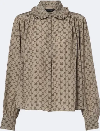 Gucci GG silk cr&ecirc;pe de chine blouse