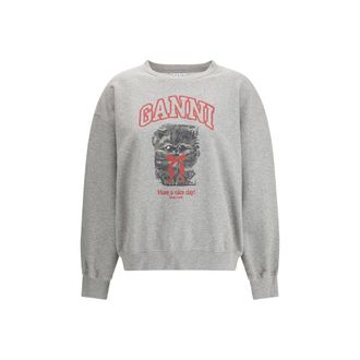 Ganni Gray Cotton Womens Sweatshirt