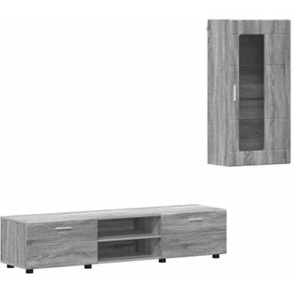 vidaXL TV Cabinet Set with Drawer Grey Sonoma Engineered Wood vidaXL