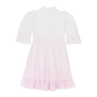 Batsheva EXCLUSIVE DIP DYE SHORT PRAIRIE WHITE PINK DAY DRESS