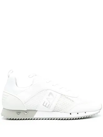 Emporio Armani logo side stripe low-top sneakers - White
