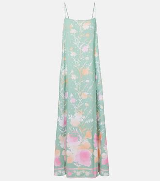 Juliet Dunn Floral cotton and linen maxi dress