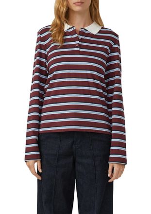 s.Oliver Poloshirt S.OLIVER, Damen, Gr. 38, merlot stripe, Jersey, Obermaterial: 100% Baumwolle, gestreift, regular fit h&uuml;ftbedeckend, Rundhals, Shirts Poloshi