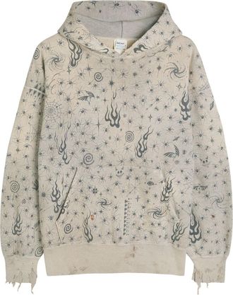 Saint Mxxxxxx Saint Mxxxxxx X Dr. Woo Printed Hooded Cotton Sweatshirt - Grey - XL