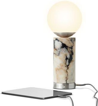 Brightech Aspen 11 Led Marble Table Lamp With Frosted Glass Globe Shade And Charging Usb Port in Brushed Nickel at Nordstrom