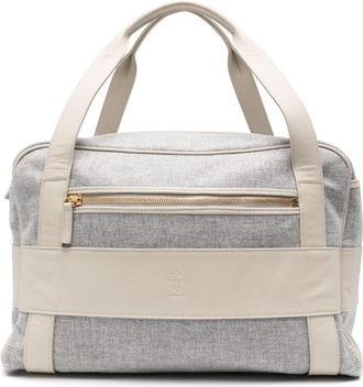 Eleventy logo-debossed holdall - men - Wool/Polyester/Polyamide/Cashmere/Calf Leather - One Size - Grey