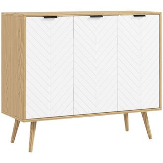 HOMCOM Aparador de cocina 91.5x35x77.4 cm blanco y natural