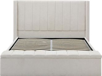 VENTE-UNIQUE.COM Cama con canap&eacute; abatible poli&eacute;ster beige 180 x 200 cm