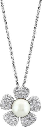 Effy White Topaz & Cultured Pearl Flower Pendant Necklace at Nordstrom Rack, Size 18
