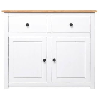 Berkfield Home Sideboard White 93x40x80 cm Solid Pinewood Panama Range | Size: 93 x 40 x 80 cm