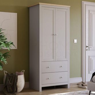 Home Discount Home Discount - Arlington Wardrobe 2 Door 2 Drawer With Hanging Rail & Storage Shelf, Grey