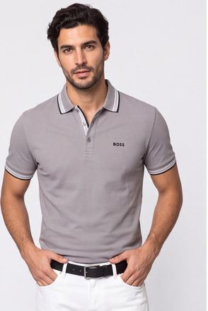 HUGO BOSS Polo Boss Green Paddy grijs poloshirt zwart logo