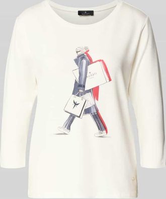 Monari Regular Fit Longsleeve aus Viskose-Mix mit Ziersteinbesatz in Weiss, Gr&ouml;&szlig;e 34