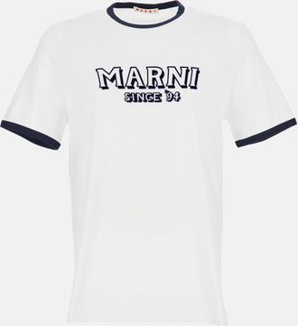 Marni White Crewneck Logo Print T-Shirt