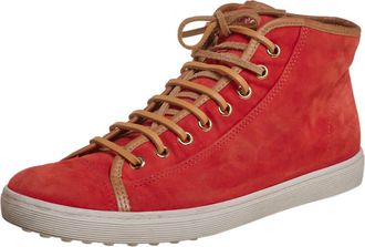 Tod's Tods Orange/brown Suede And Leather High Top Sneakers