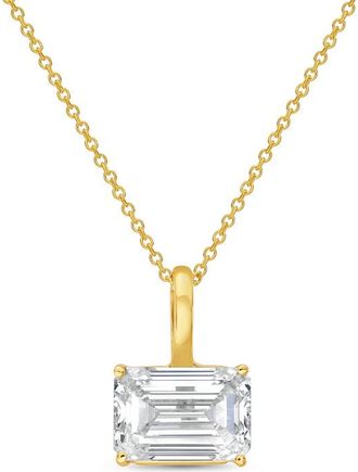 Diana M. Jewels 14kt yellow gold lab grown east/west emerald cut diamond pendant weighing 2.00 ct on a solid bail