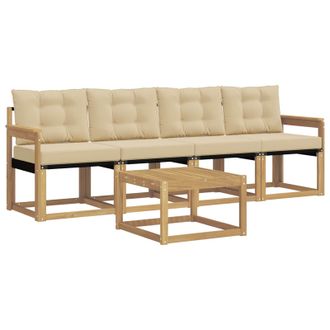 vidaXL Conjunto De Sof&aacute;s De Exterior Con Coj&iacute;n 5 Pcs Y Beige Vidaxl