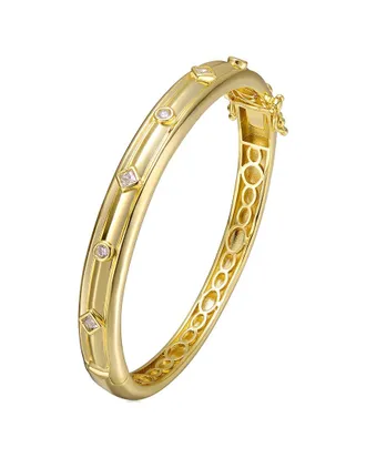 Rachel Glauber 14K Plated Cz Bangle Bracelet