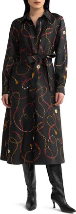 LilySilk Louisville Print Silk Trench Dress