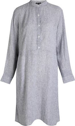 Eileen Fisher Eileen Fisher Striped Linen Midi Shirt Dress - Blue - L (UK 18-20 / XL)