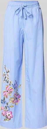 Fynch-Hatton Fynch-Hatton Wide Fit Stoffhose mit floralem Print in Hellblau, Gr&ouml;&szlig;e 34