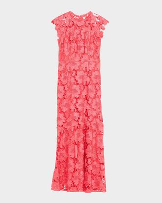 Shoshanna Raven Sleeveless Floral Lace Gown