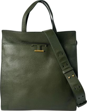 Tod's Green Leather Shoulder Bag Tote Bag (Pre-Owned)