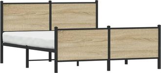 vidaXL Metal Bed Frame without Mattress Sonoma Oak 140x190 cm Vidaxl
