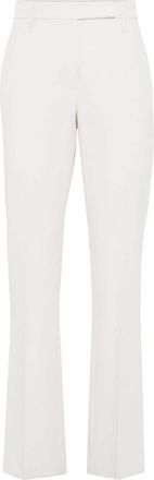 Brunello Cucinelli Monili-embellished trousers - women - Cotton/Elastane - 46 - Neutrals