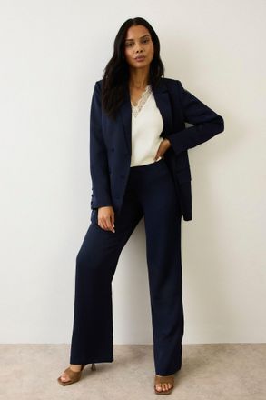 Wallis Womens Satin Double Breasted Blazer Coord - Navy - Size 12 UK