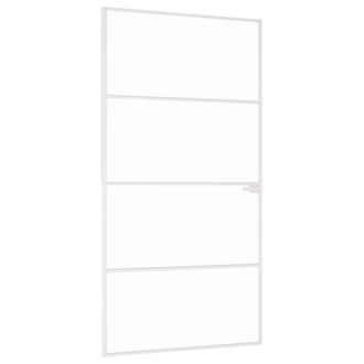vidaXL Puerta Interior Vidrio Templado Y Aluminio Blanco 102x201,5 Cm Vidaxl