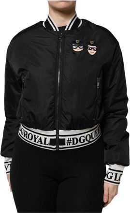 Dolce & Gabbana Zwarte Nylon DGFamily Bomberjack - Dames - Bomber jackets - Zwart - XS - Nylon - Jassen