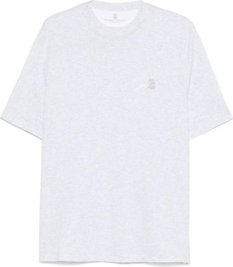 Brunello Cucinelli Brunello Cucinelli, T-Shirts, male, White, Size: 2XL Classic Branded Cotton T-Shirt