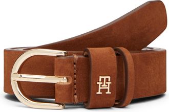 Tommy Hilfiger Lederg&uuml;rtel TOMMY HILFIGER ESSENTIAL EFFORTLESS NUBUCK, Damen, Gr. 1/35, cognac, Rindsleder, G&uuml;rtel Lederg&uuml;rtel, 3,5 cm, samtartig, leicht angeraut