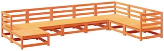 vidaXL Juego De Sof&aacute;s De Jard&iacute;n 8 Pzas Madera Maciza Pino Marr&oacute;n Cera Vidaxl
